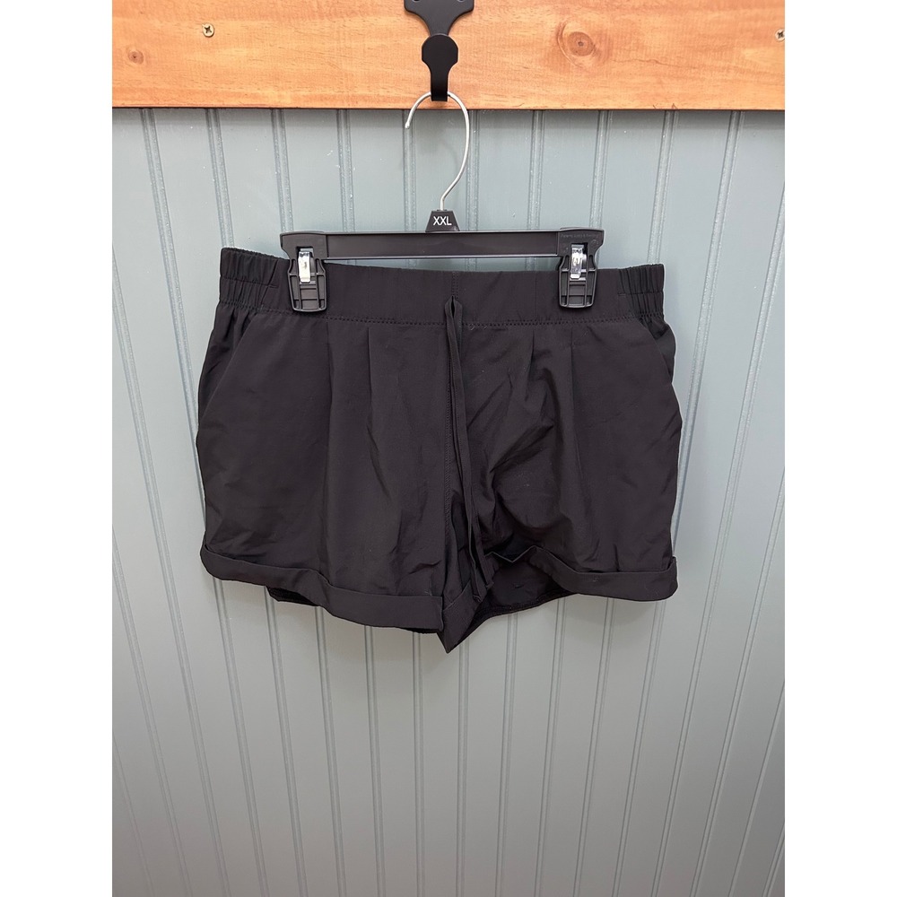 Zyia Active Black Everywhere Shorts Cuffed Hem Elastic Waist Small